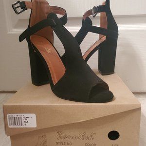 Black Ankle Strap Cut Out Booties